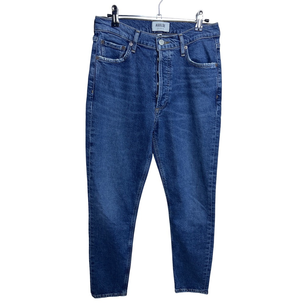 AGOLDE Nico High Rise Skinny Jeans Medium Blue Button Fly 27